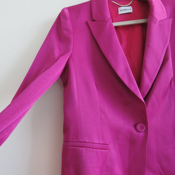 MARELLA Carrara Semi Fitted Satin Blazer in Fuchsia Purple - Size US 8 - Picture 7 of 13